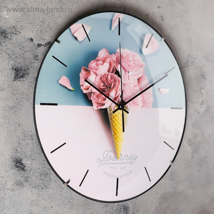 Часы настенные, серия: Интерьер, Часы настенные, серия: Интерьер, "Розовый рожок", плавный ход, d-30 см