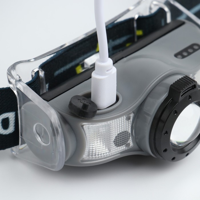 Фонарь налобный аккумуляторный 7 Вт, 1200 мАч, 210 лм, 5 ч работы, zoom, индикатор заряда Фонарь налобный аккумуляторный 7 Вт, 1200 мАч, 210 лм, 5 ч работы, zoom, индикатор заряда