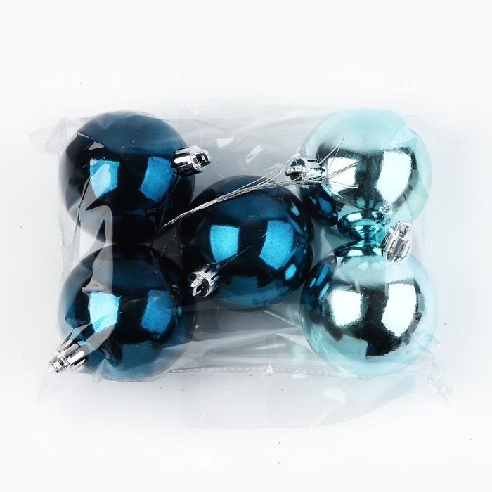 Новогодние шары ёлочные, на Новый год, d=6 см, 5 шт., цвет синий и голубой Новогодние шары ёлочные, на Новый год, d=6 см, 5 шт., цвет синий и голубой