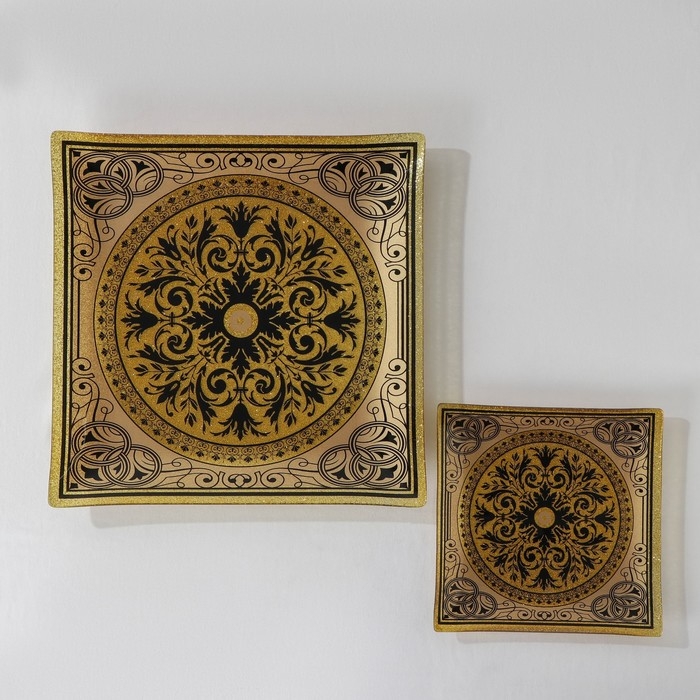 Набор столовый «Арабеска», 7 предметов: 30×30 см - 1 шт, 18×18 см - 6 шт, цвет жёлтый Набор столовый «Арабеска», 7 предметов: 30×30 см - 1 шт, 18×18 см - 6 шт, цвет жёлтый