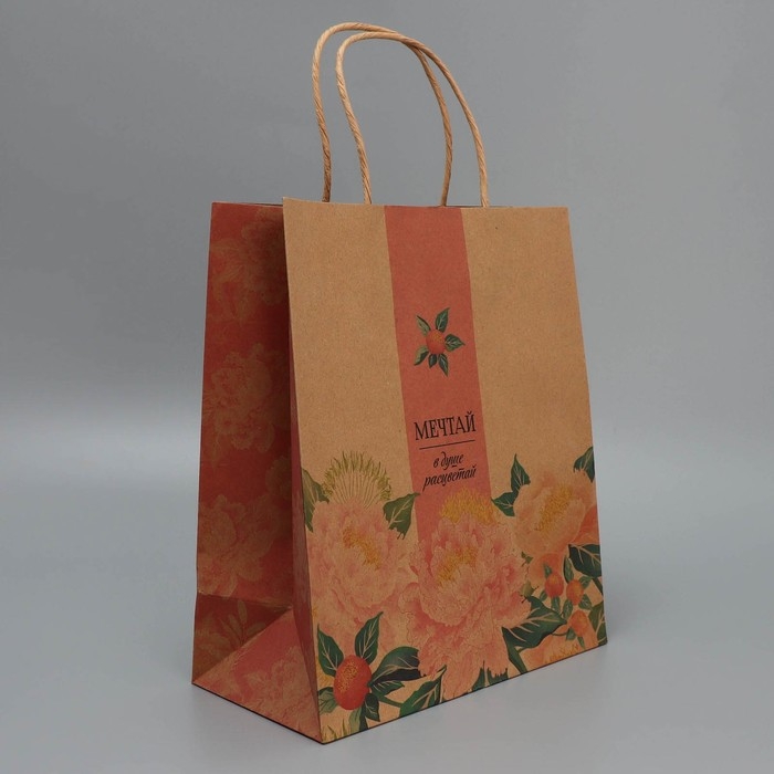 Пакет подарочный крафтовый, упаковка, «Мечтай», ML 23 х 27 х 11.5 см