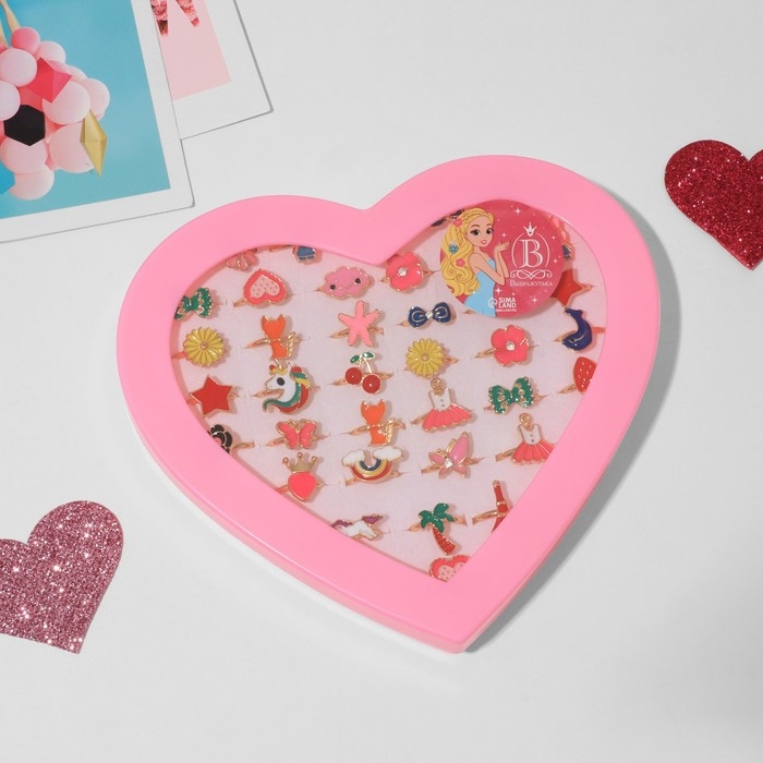 Кольца детские набор 36шт «Выбражулька» маленькая леди, форма МИКС, цвет МИКС в золоте, б-р Кольца детские набор 36шт «Выбражулька» маленькая леди, форма МИКС, цвет МИКС в золоте, б-р