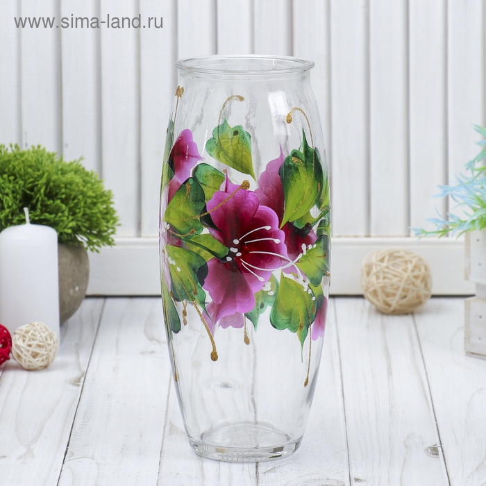 Ваза Ваза "Огонек" роспись на проз.стекле, d-7см 10х23 см