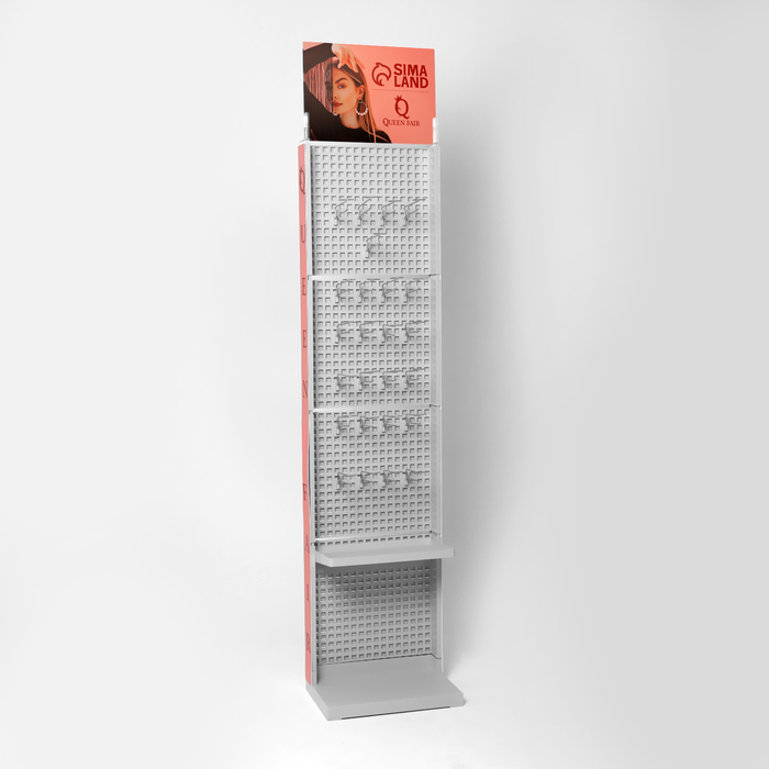 Стойка «Queen Fair» брендированная (+25 крючков), 43×32,5×198,5 см, шаг 25мм, цвет серый