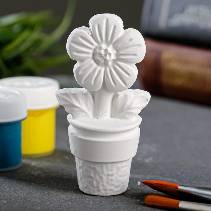 Фигура для раскраски  Фигура для раскраски "Цветок в горшке" белая, 4х3х8,7см