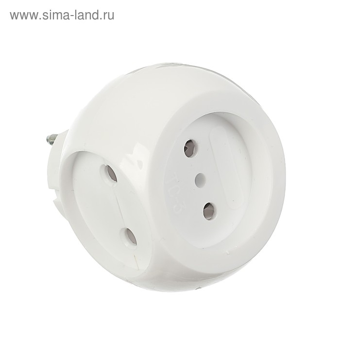 Тройник электрический REXANT  Тройник электрический REXANT "Шар", 6 А, без з/к, белый