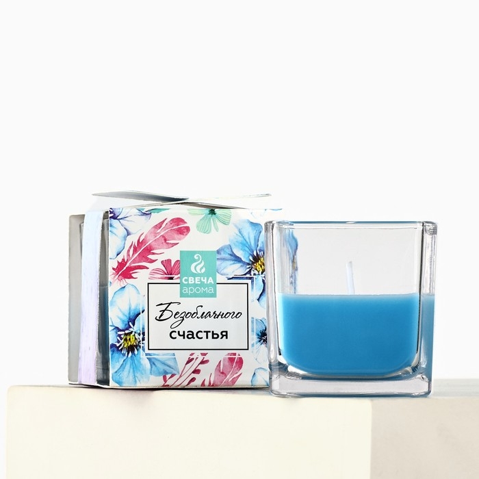 Ароматическая свеча «Безоблачного счастья», аромат цветочный, 5,3 х 5,3 х 5,5 см.