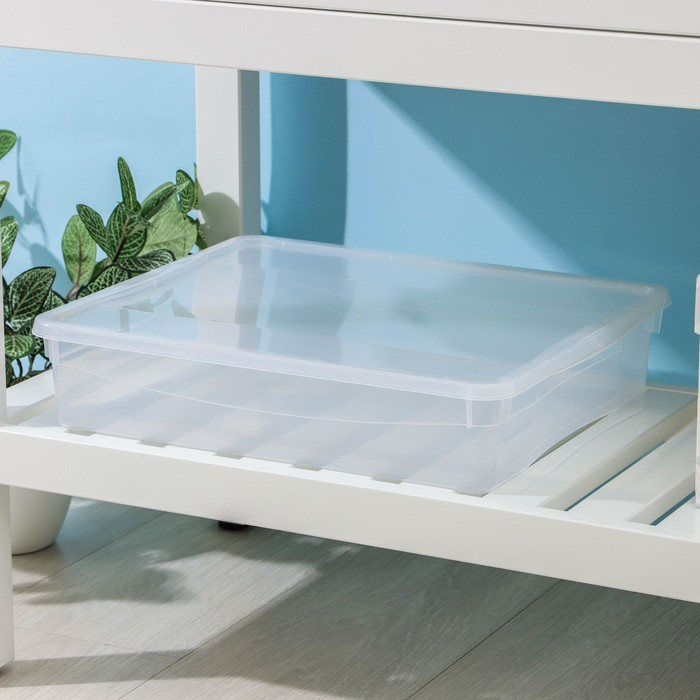 Ящик для хранения с крышкой «Кристалл», 9 л, 40×33,5×8,5 см, цвет прозрачный Ящик для хранения с крышкой «Кристалл», 9 л, 40×33,5×8,5 см, цвет прозрачный