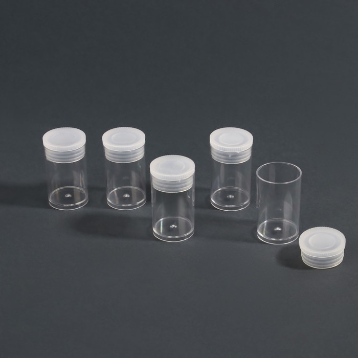 Набор баночек для декора, 5 шт, 6 мл, d = 2,2 &times; 3,7 см, цвет прозрачный