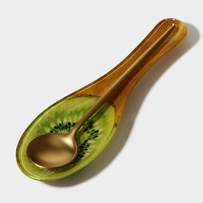 Подставка стеклянная под ложку Доляна «Романтичный киви», 23,5×8,3×1,5 см Подставка стеклянная под ложку Доляна «Романтичный киви», 23,5×8,3×1,5 см