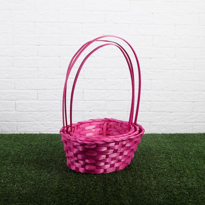 Набор корзин плетёных, розовых, бамбук, 3 шт. Набор корзин плетёных, розовых, бамбук, 3 шт.