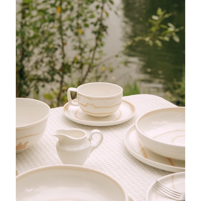 Чайная пара фарфоровая SL Home «Гато», 2 предмета: чашка 270 мл, блюдце d=16,5 см, цвет белый