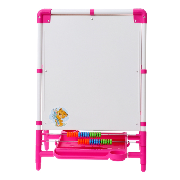 Мольберт детский двусторонний «Доска знаний», регулируется по высоте, + учебные принадлежности, цвет розовый