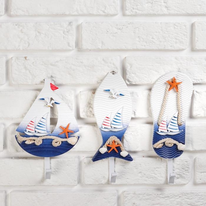 Вешалка Вешалка "Морской стиль" 1 крючок, микс, 24*8см
