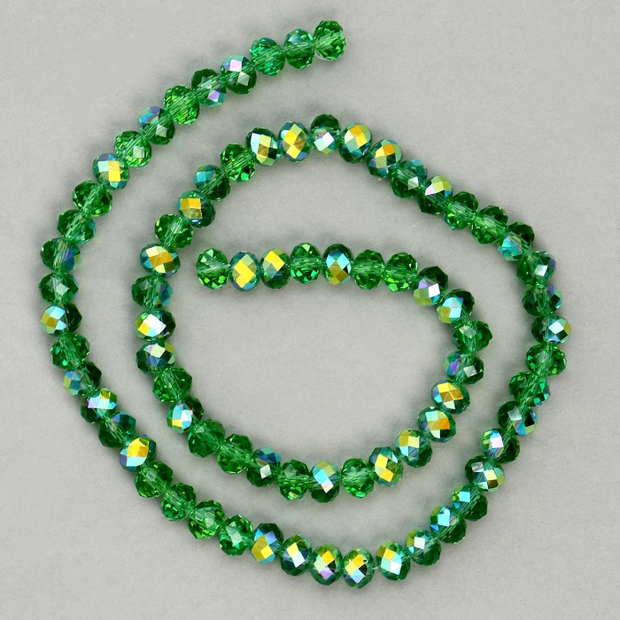 Бусины из стекла, набор 72 шт., размер 1 шт. &mdash; 8 мм, цвет зелёный