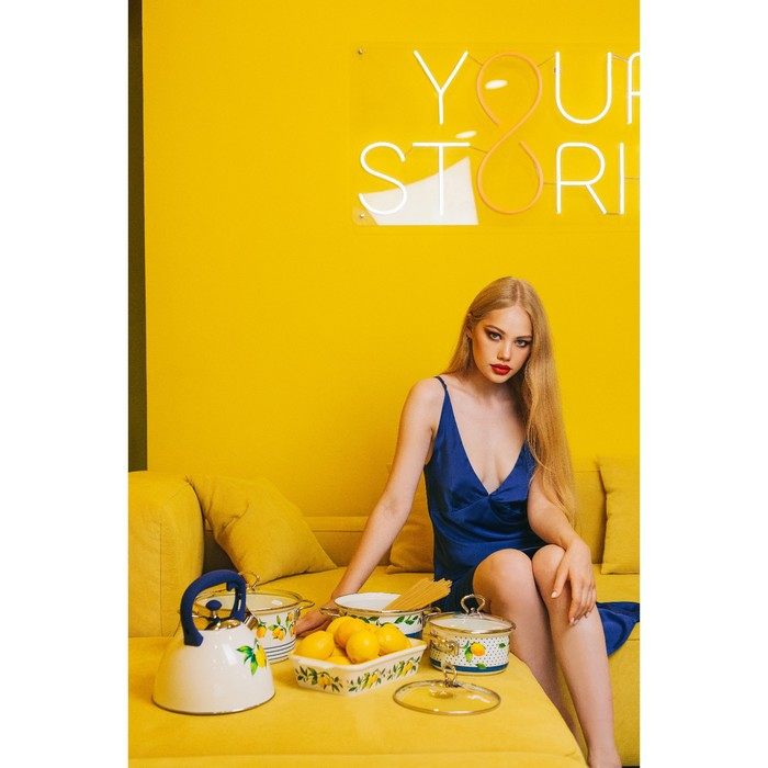 Набор кастрюль Доляна «Лимоны», 3 предмета: 1,9 л, 2,5 л, 3,7 л, стеклянные крышки, индукция