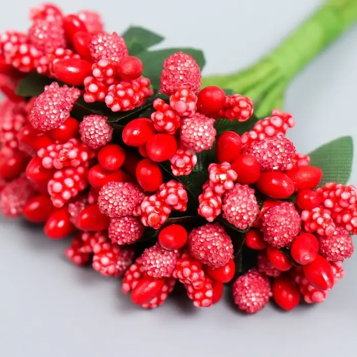 Цветы для декорирования "Соцветие" красный 1 букет=12 цветов 8,5 см