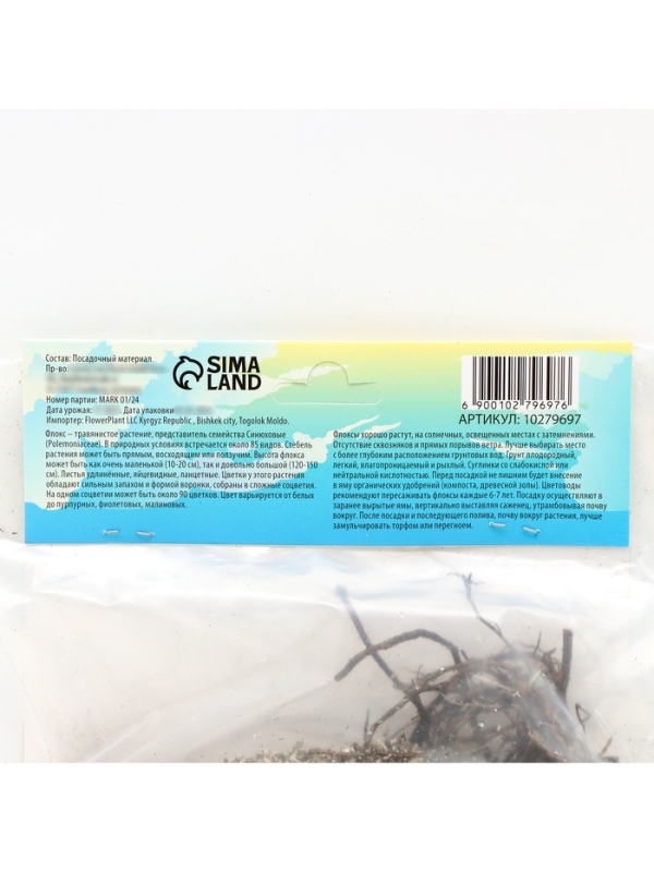 Флокс «Старфайр» корневище в пакете с торфогрунтом, р-р I, 2 шт.