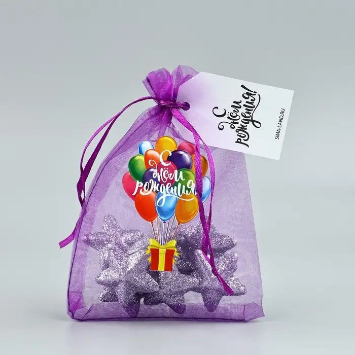 Мешочек подарочный из фатина с термонаклейкой «С днем рождения», 11 х 16 см +/- 1.5 см Мешочек подарочный из фатина с термонаклейкой «С днем рождения», 11 х 16 см +/- 1.5 см
