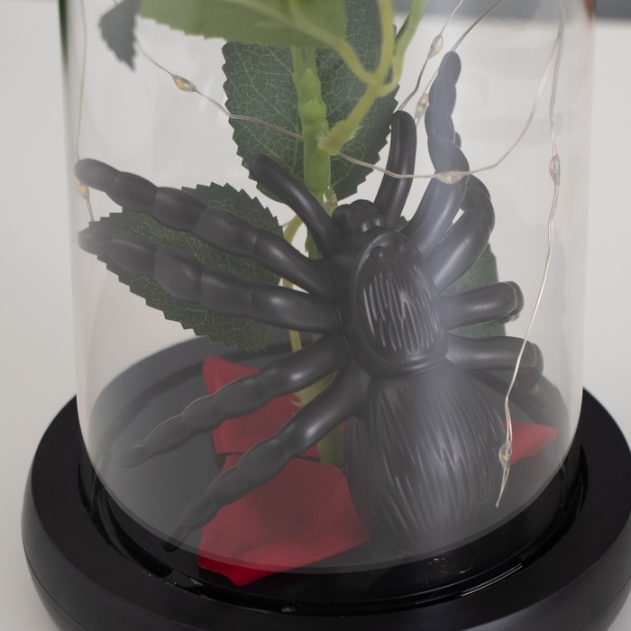 Светильник колба «Паук с розой» 1,5Вт, LED, 3xAAA, черный USB 11х11х21см Светильник колба «Паук с розой» 1,5Вт, LED, 3xAAA, черный USB 11х11х21см