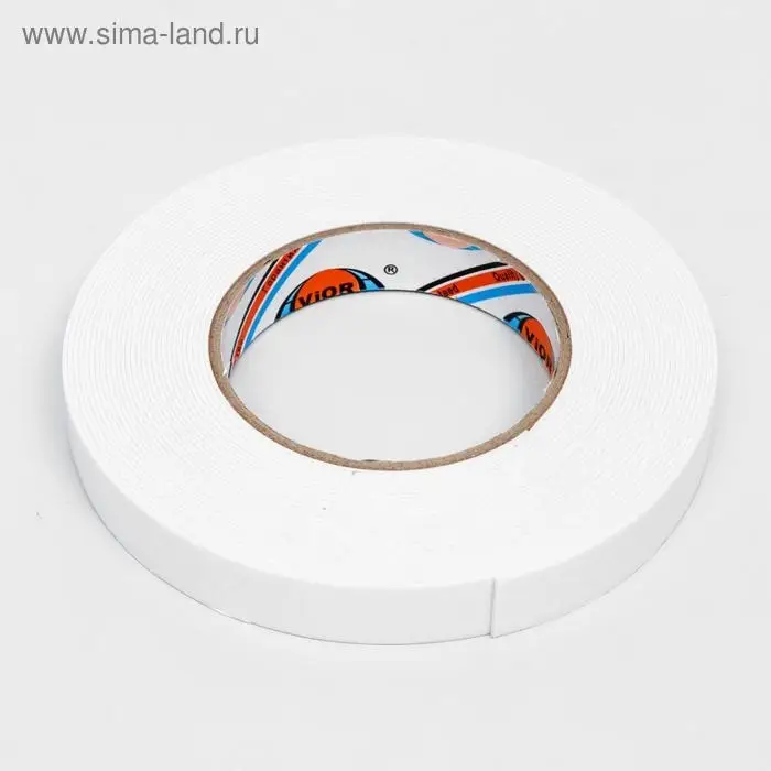 Двусторонняя клейкая лента Aviora, на вспененной основе, белая, 19 мм, 10 м