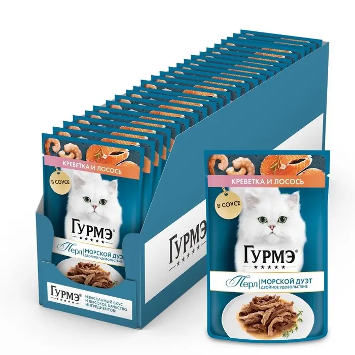 Влажный корм Gourme Perle для кошек, креветка/лосось, 75 г Влажный корм Gourme Perle для кошек, креветка/лосось, 75 г