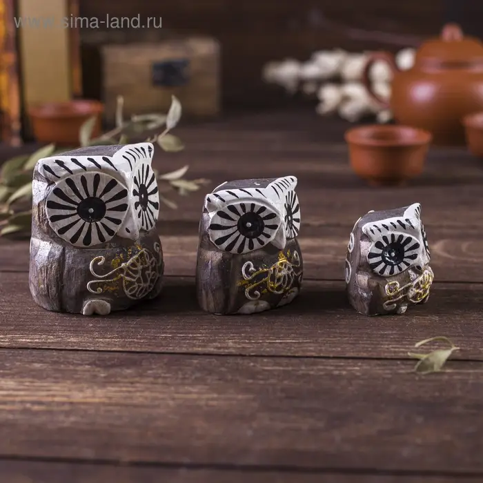 Сувенирный набор дерево Сувенирный набор дерево "Совы с узором" 6х14х7 см