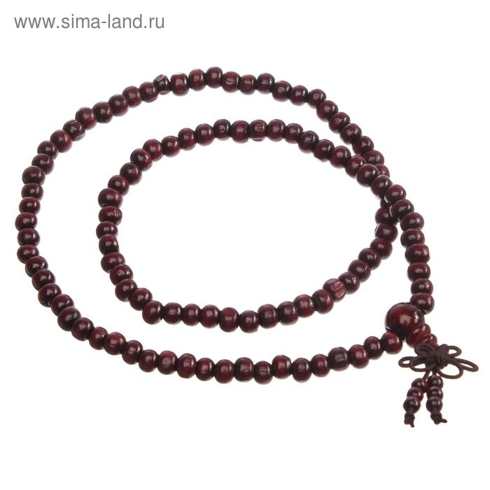 Украшение в салон авто, Украшение в салон авто, "Узел счастья", 108 бусин, дерево, темно-вишневый