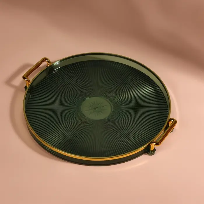 Подставка для хранения GREEN, d=27&times;3.4 см, цвет зелёный, золотистый