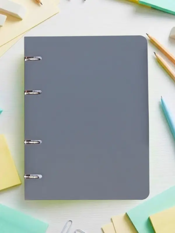 Тетрадь на кольцах Calligrata A5, 80 листов, в клетку, пластиковая обложка, блок офсет, серая