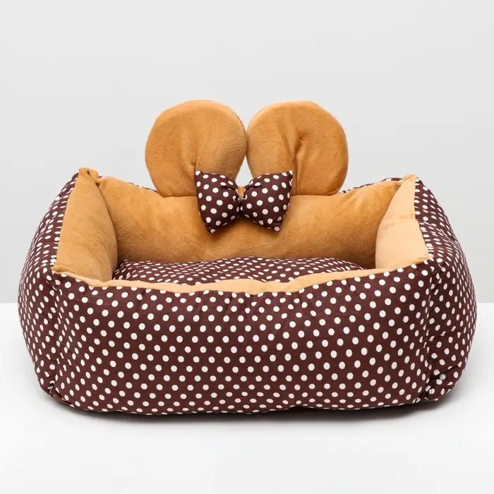 Лежанка &laquo;Милаш&raquo;, 52&times;42&times;15, бязь, плюш, бежево-коричневая