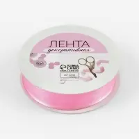 Лента декоративная, капроновая, атласная, 18 мм, 18&plusmn;1 м, розовая