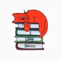 Значок &laquo;Кот&raquo;, на книгах, цветной в чёрном металле