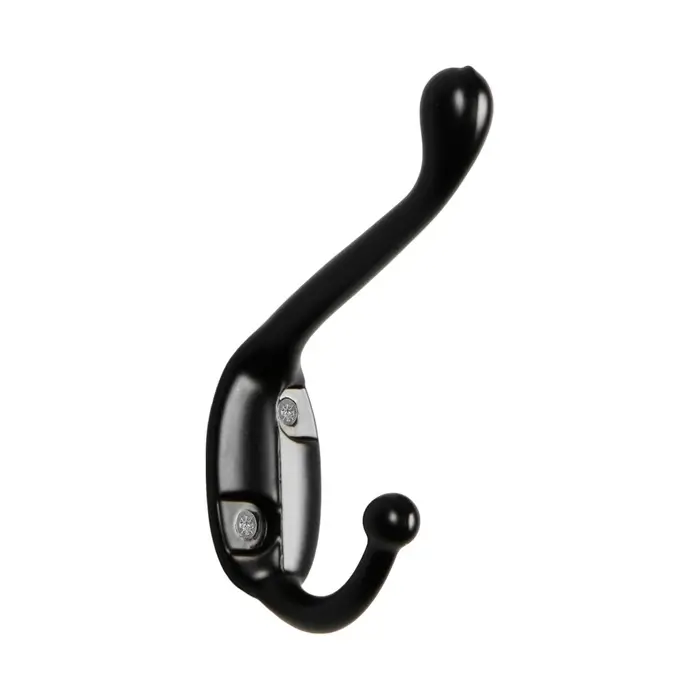 Крючок мебельный ТУНДРА TKd=015, двухрожковый, черный