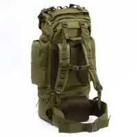 Рюкзак тактический туристический Adventure, 70 л, с карманами, однотонный, оливковый