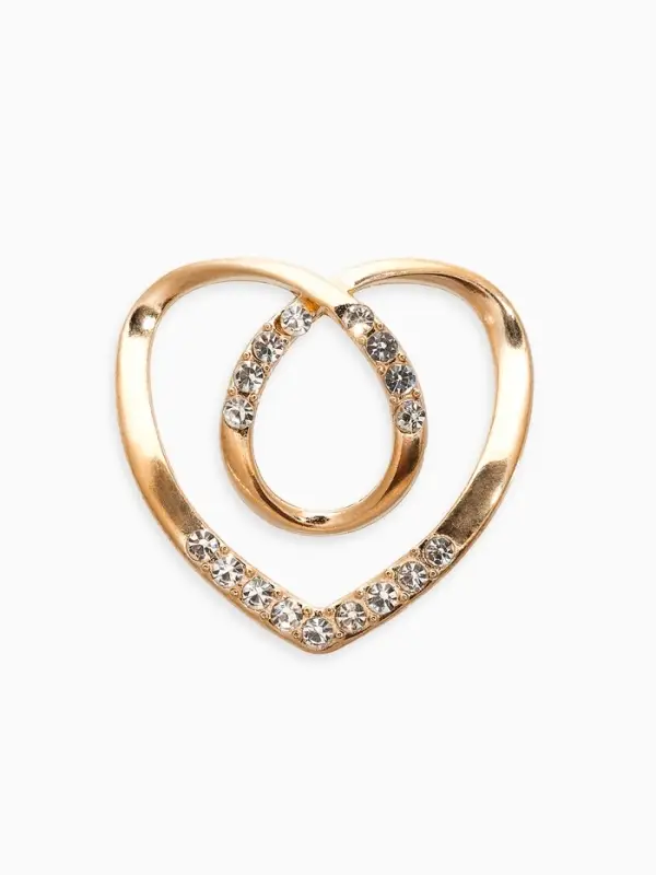 Муфта для платка &laquo;Сердце&raquo;, линейное, белая в золоте