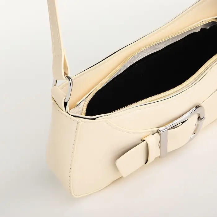 Сумка женская багет на молнии, 26&times;5&times;10.5 см, молочная