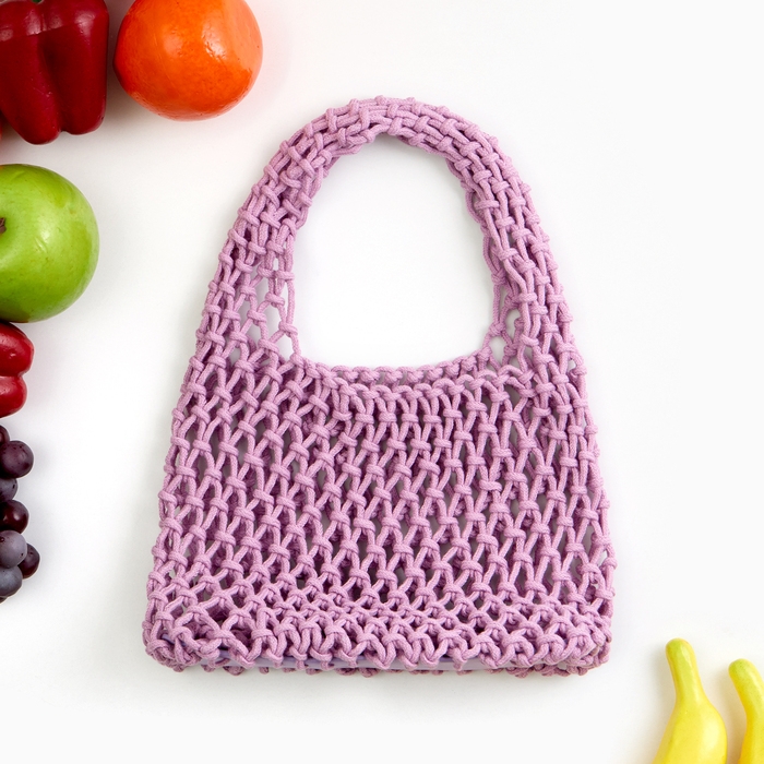 Авоська 20 х 30 см, ручка 10 см, клетка 1.5 см, лиловая Авоська 20 х 30 см, ручка 10 см, клетка 1.5 см, лиловая