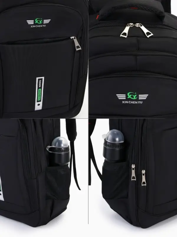 Рюкзак молодёжный, 2 отдела на молнии, 4 кармана, размер 37&times;17&times;54 см, чёрный