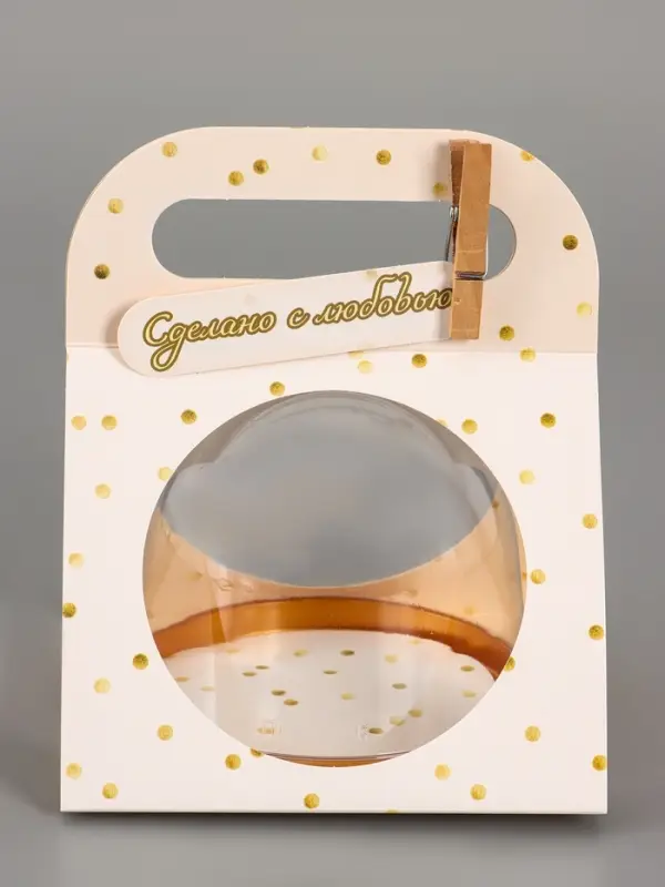 Коробка подарочная с куполом &laquo;Горошек бежевый&raquo;, 11.5&times;12&times;15.5 см