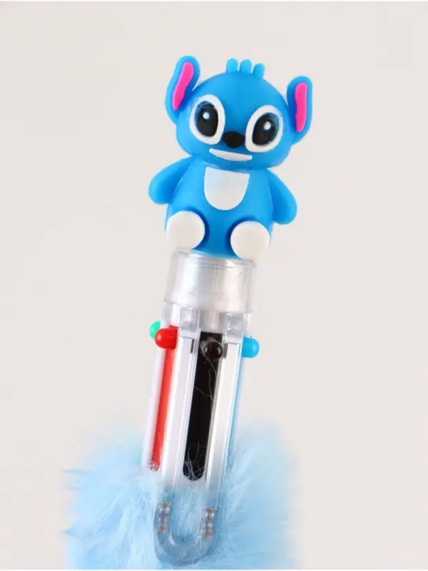 Пушистый блокнот и ручка многоцветная Стич, голубой Пушистый блокнот и ручка многоцветная Стич, голубой