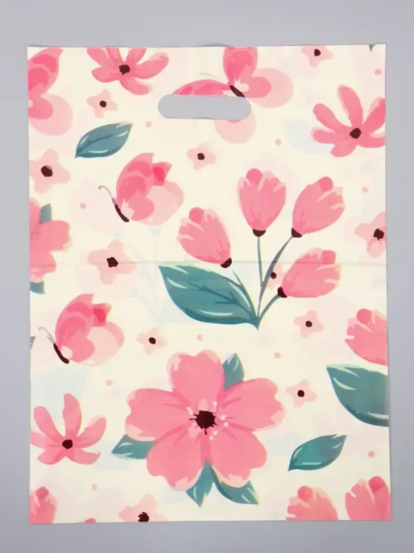 Пакет полиэтиленовый с вырубной ручкой "Цветы" 30 х 40 см 60 мкм