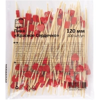 Пика Сердечко Красное 12 см БАМБУК 100 шт/уп