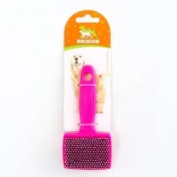 Пуходёрка малая, 6&times;13.5 см, мягкая, с закруглёнными зубьями, пластик, розовая