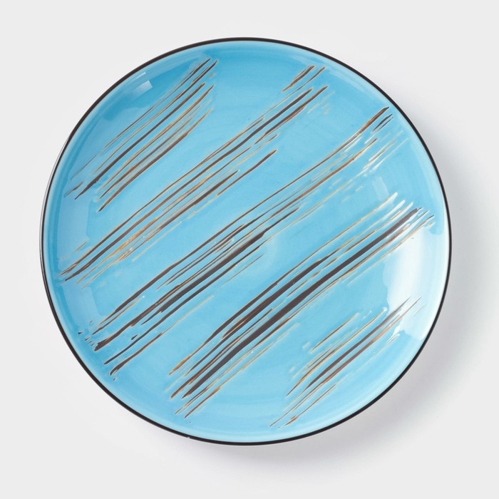 Тарелка фарфоровая десертная Wilmax Scratch, d=17,5 см, цвет голубой Тарелка фарфоровая десертная Wilmax Scratch, d=17,5 см, цвет голубой