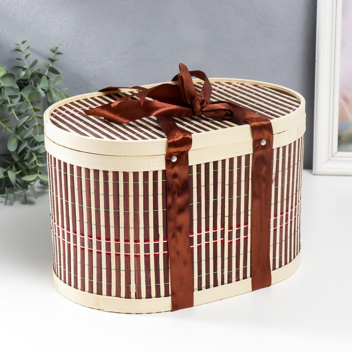 Шкатулка бамбук Шкатулка бамбук "Бант" овальная 19х20х30 см