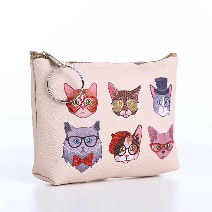 Кошелёк &laquo;Коты&raquo;, монетница, на молнии, МИКС