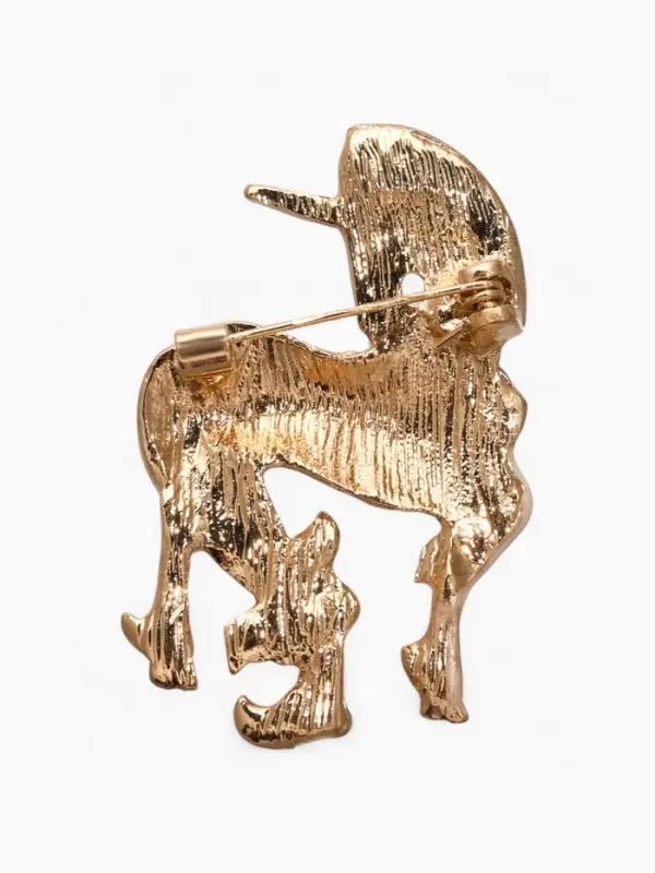 Брошь &laquo;Волшебный единорог&raquo;, цветная в золоте
