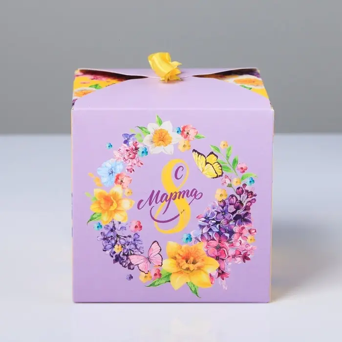 Коробка подарочная складная, упаковка, «С 8 Марта», 12 х 12 х 12 см Коробка подарочная складная, упаковка, «С 8 Марта», 12 х 12 х 12 см