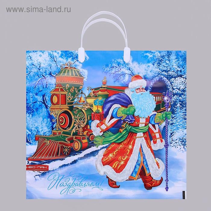 Пакет  Пакет "Сказочный поезд", полиэтиленовый с пластиковой ручкой, 37х35 см.